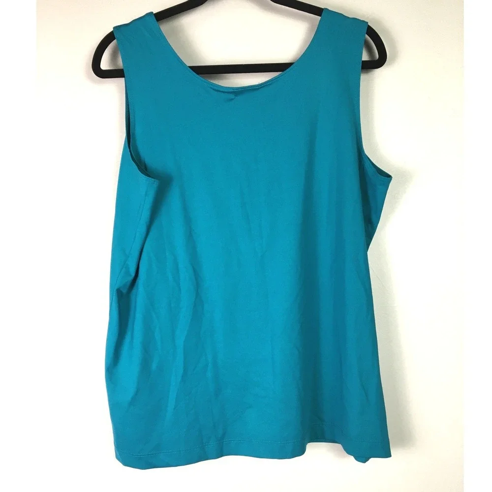 Chicos Microfeel Timeless Tank Basic Knit Peacock Blue Sleeveless Top Size 3 - Picture 2 of 6
